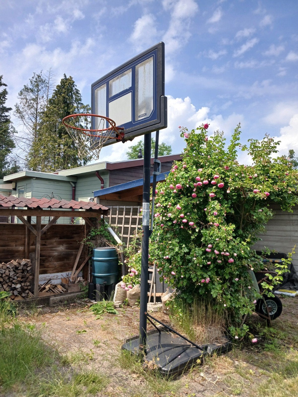 Verrijdbare basketbalpaal met bord en ring, Ophalen, Gebruikt, Ring, Bord of Paal
