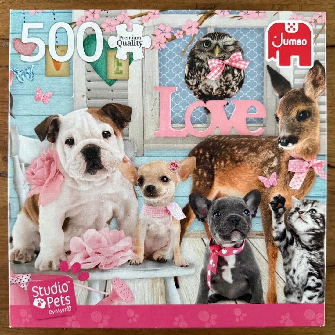 Twee leuke puzzels: Studio Pets (500) en Puppies (3in1), Ophalen of Verzenden, 500 t/m 1500 stukjes, Zo goed als nieuw, Legpuzzel