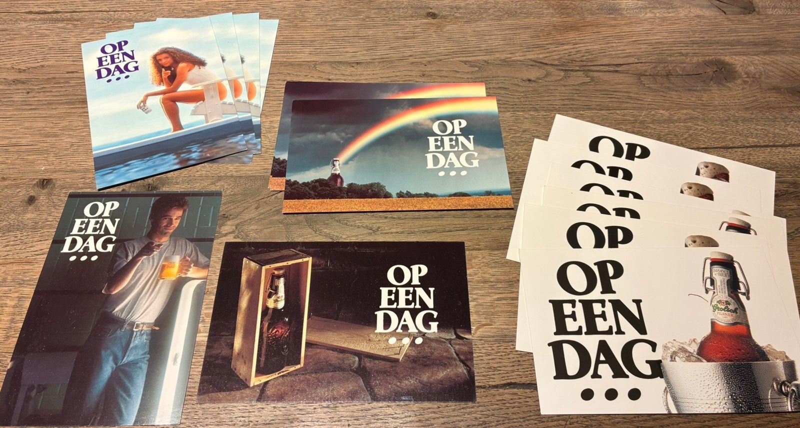 Set 15 Ansichtkaarten Grolsch ‘Op een dag…’ (1988), Ophalen of Verzenden, 1980 tot heden, Ongelopen, Overige thema's