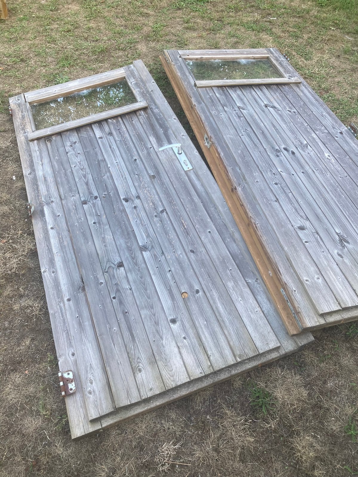 Te koop: geïmpregneerde houten deuren, Tuin en Terras, Gebruikt, Overige typen, Minder dan 200 cm, 2 ramen