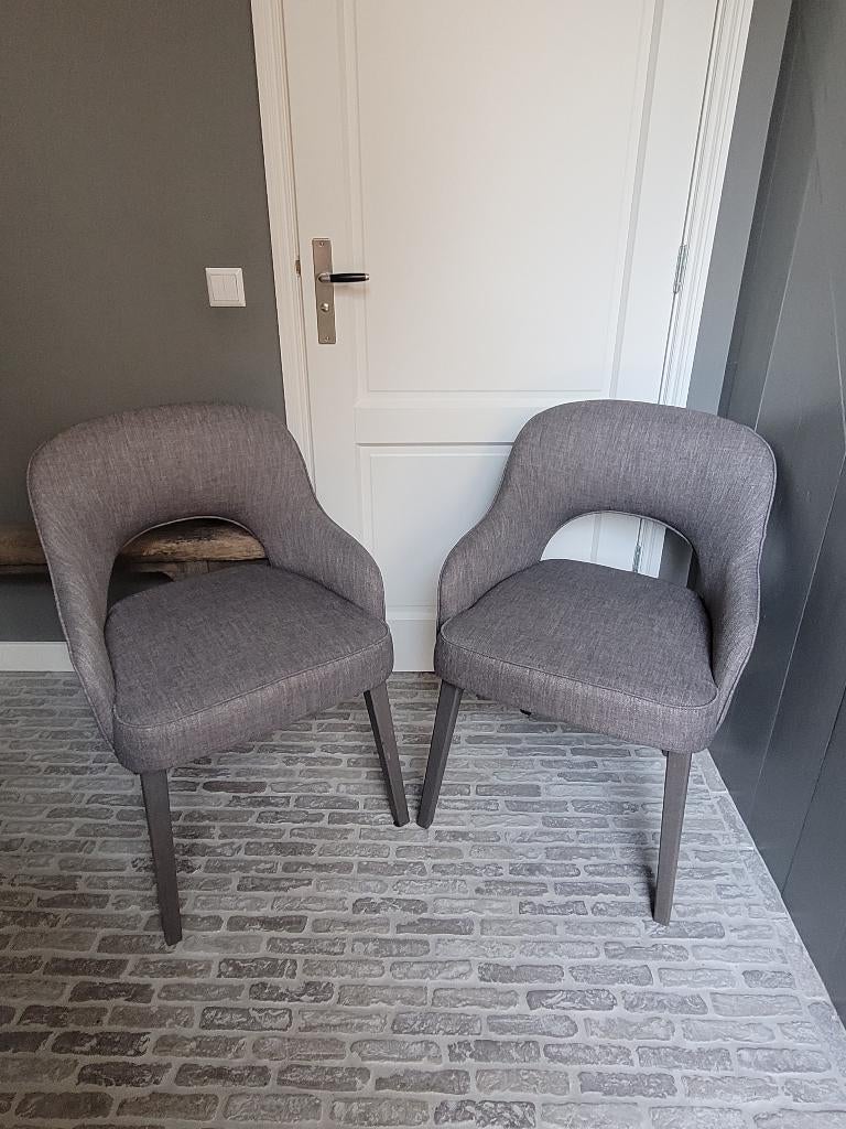 Eetkamerstoelen grijs 1 - 3 st. zgan, Huis en Inrichting, Stoelen, Ophalen, Drie, Zo goed als nieuw, Stof