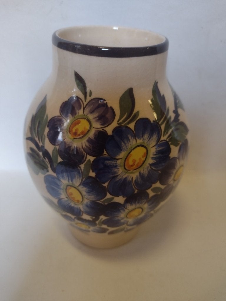 Quo Vadis Gouda plateel vaas L.V. 332 - H. 16 cm, Antiek en Kunst, Ophalen