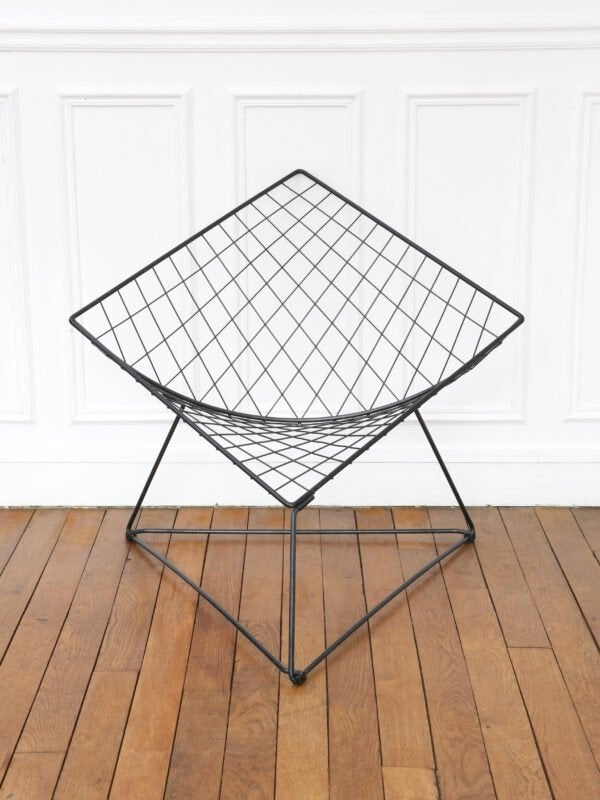 Vintage Ikea Oti fauteuil Niels Gammelgaard zwart draadstaal, Huis en Inrichting, Minder dan 50 cm, Gebruikt, 75 tot 100 cm, Ophalen of Verzenden
