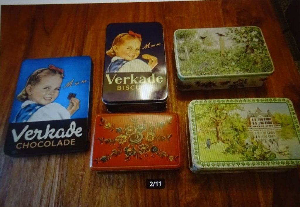 5 Verkade blikken., Ophalen of Verzenden, Gebruikt, Koek(jes), Verkade