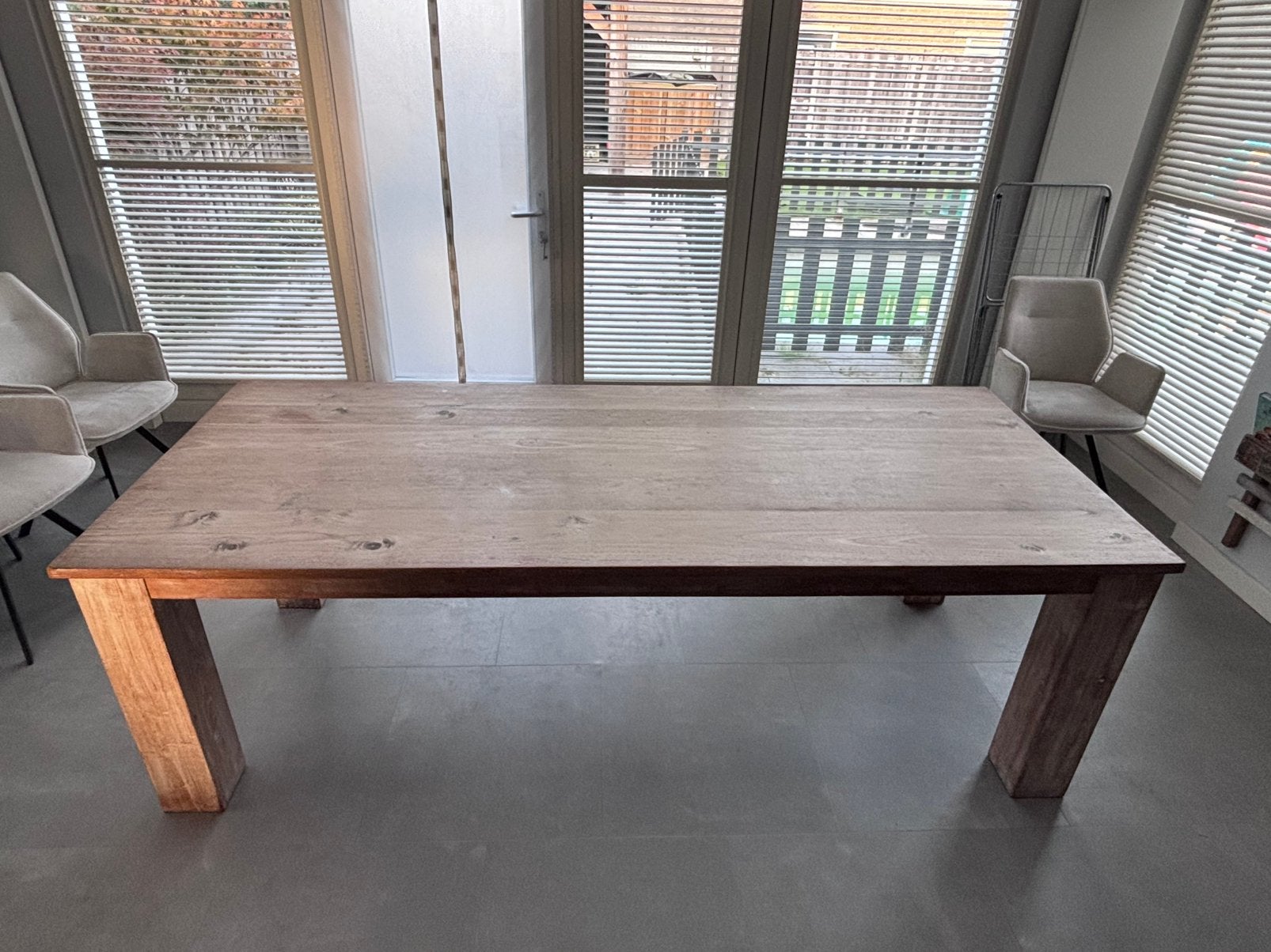 Massieve eikenhouten tafel, Ophalen, Gebruikt, Eikenhout, 200 cm of meer