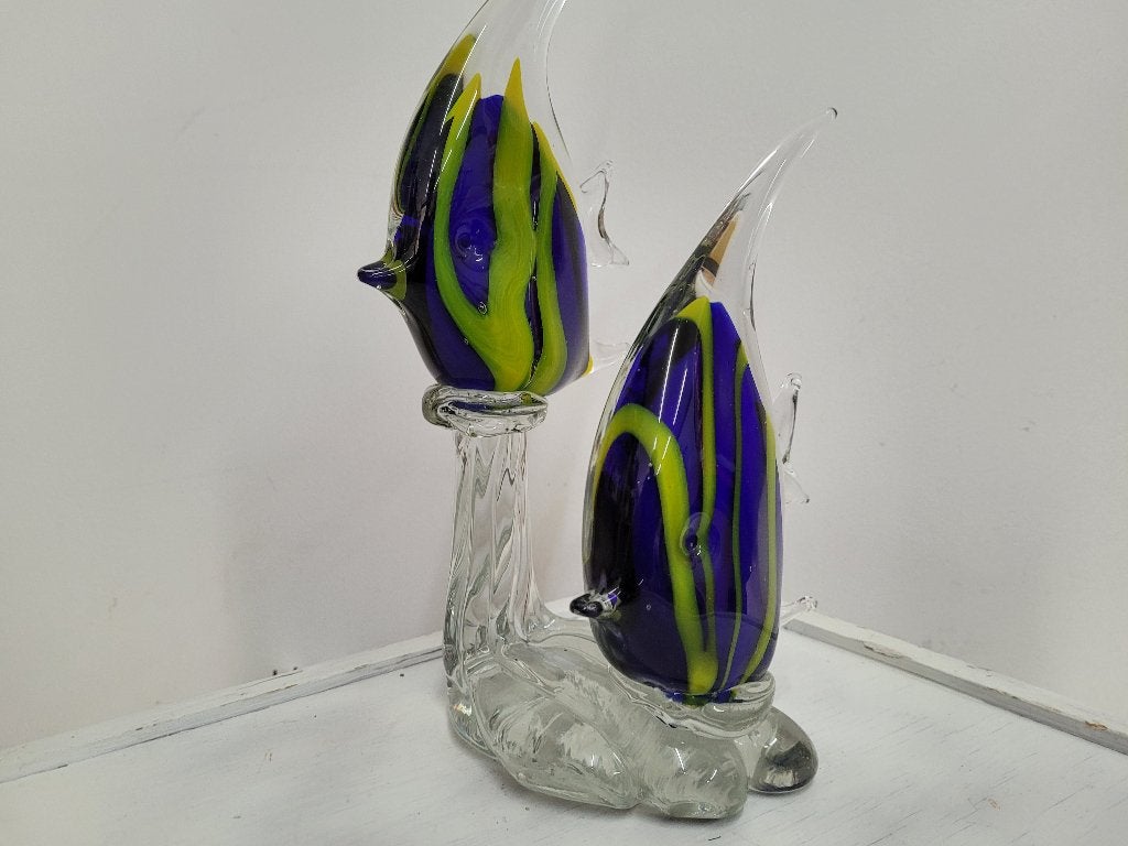 handgemaakte glasbeeld van 2 vissen 1 geheel, Verzamelen, Beelden en Beeldjes, Ophalen of Verzenden, Zo goed als nieuw, Mens
