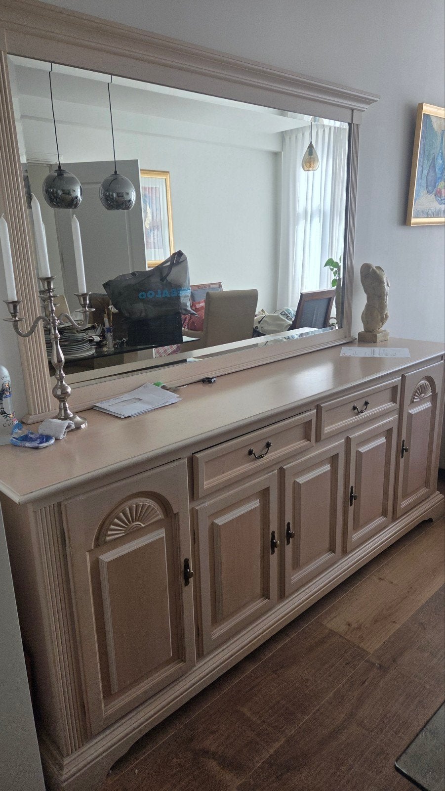 Buffetkast met spiegel, klassieke stijl, Gebruikt, Met deur(en), Klassiek, Ophalen of Verzenden