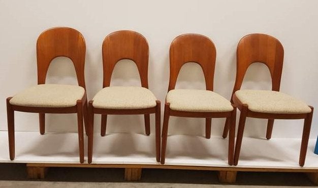 8540 deens design eetkamerstoelen stoelen niels koefoed, Huis en Inrichting, Stoelen, Scandinavisch design, Gebruikt, Bruin, Ophalen of Verzenden