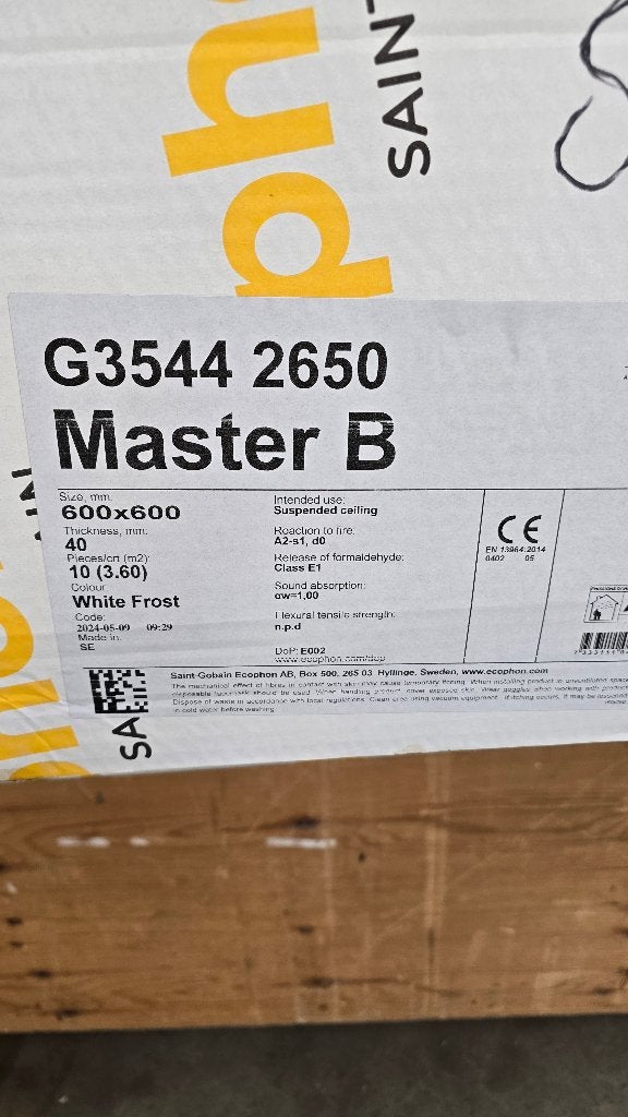 Ecophon akoestische plafondplaten Master B 600 x 600 mm, Ophalen, Nieuw, Overige materialen, 20 tot 50 mm