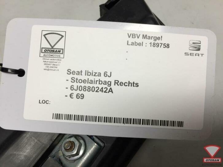 seat ibiza 6j vag stoelairbag stoel airbag rechts 6j0880242a, Auto-onderdelen, Gebruikt, Autovia A-2, Km 585 585
08760  Martorell, ES