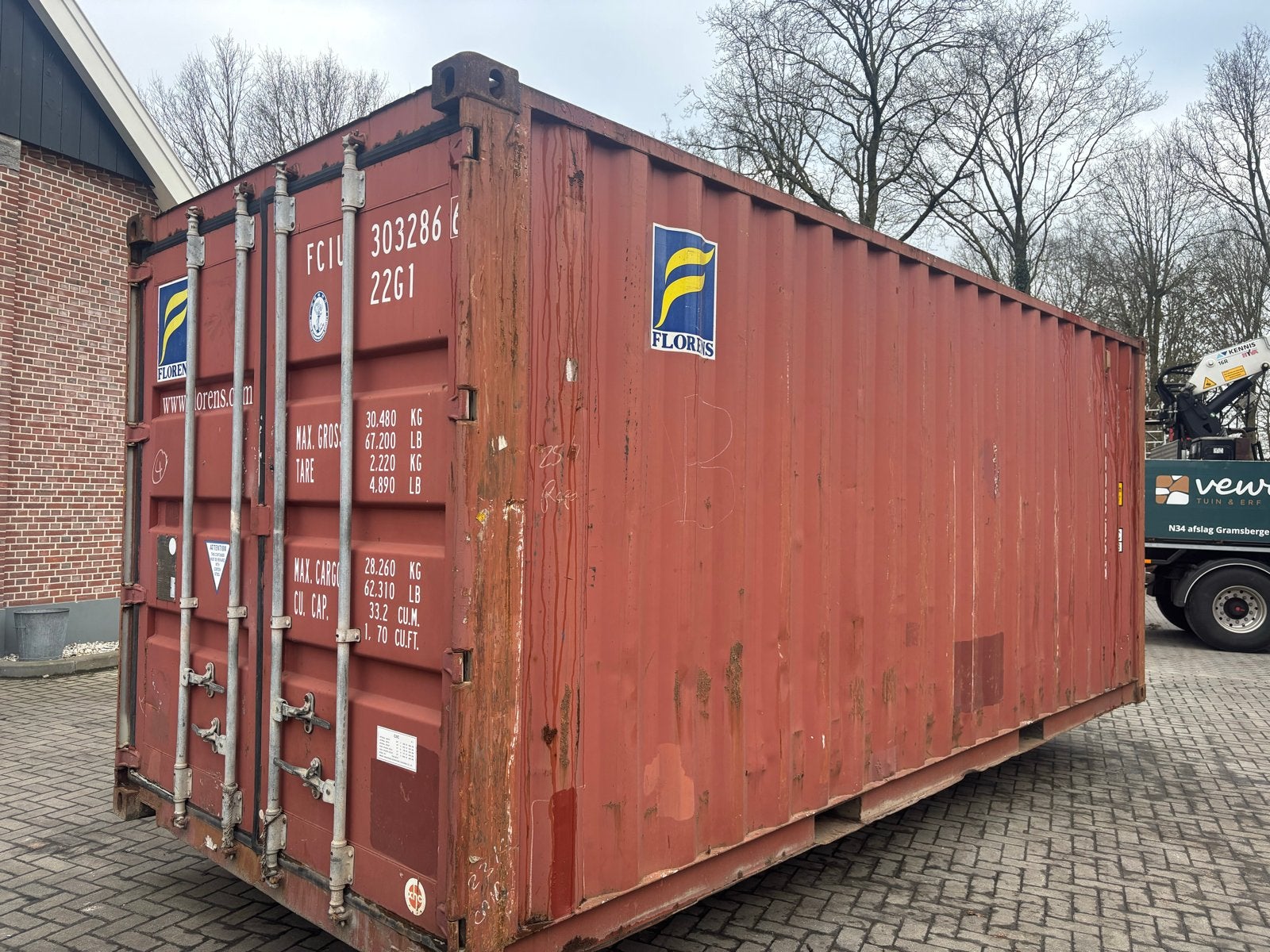 Gebruikte zeecontainer - wind- en waterdicht 20ft ex btw, Ophalen