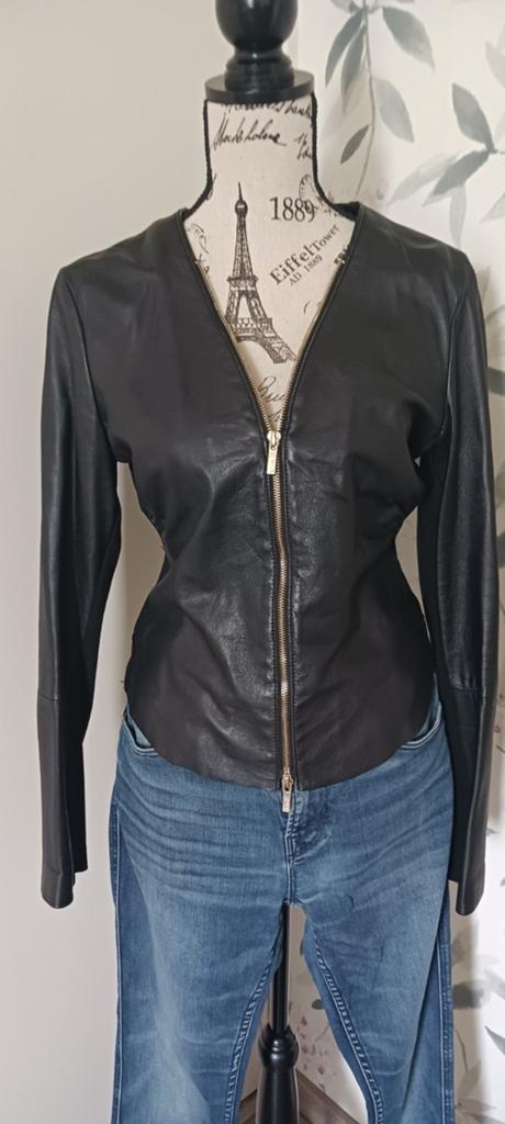 Zwarte jas deels echt leer deels stof : Arma Collection, Maat 38/40 (M), Zwart, Ophalen of Verzenden, Zo goed als nieuw
