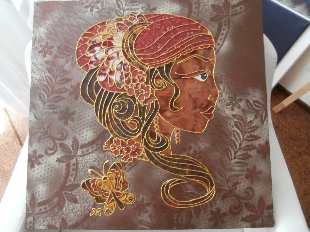 Zigeunermeisje op schildersdoek warme kleuren!, Ophalen, Doek, Portret of Personen, Overige technieken