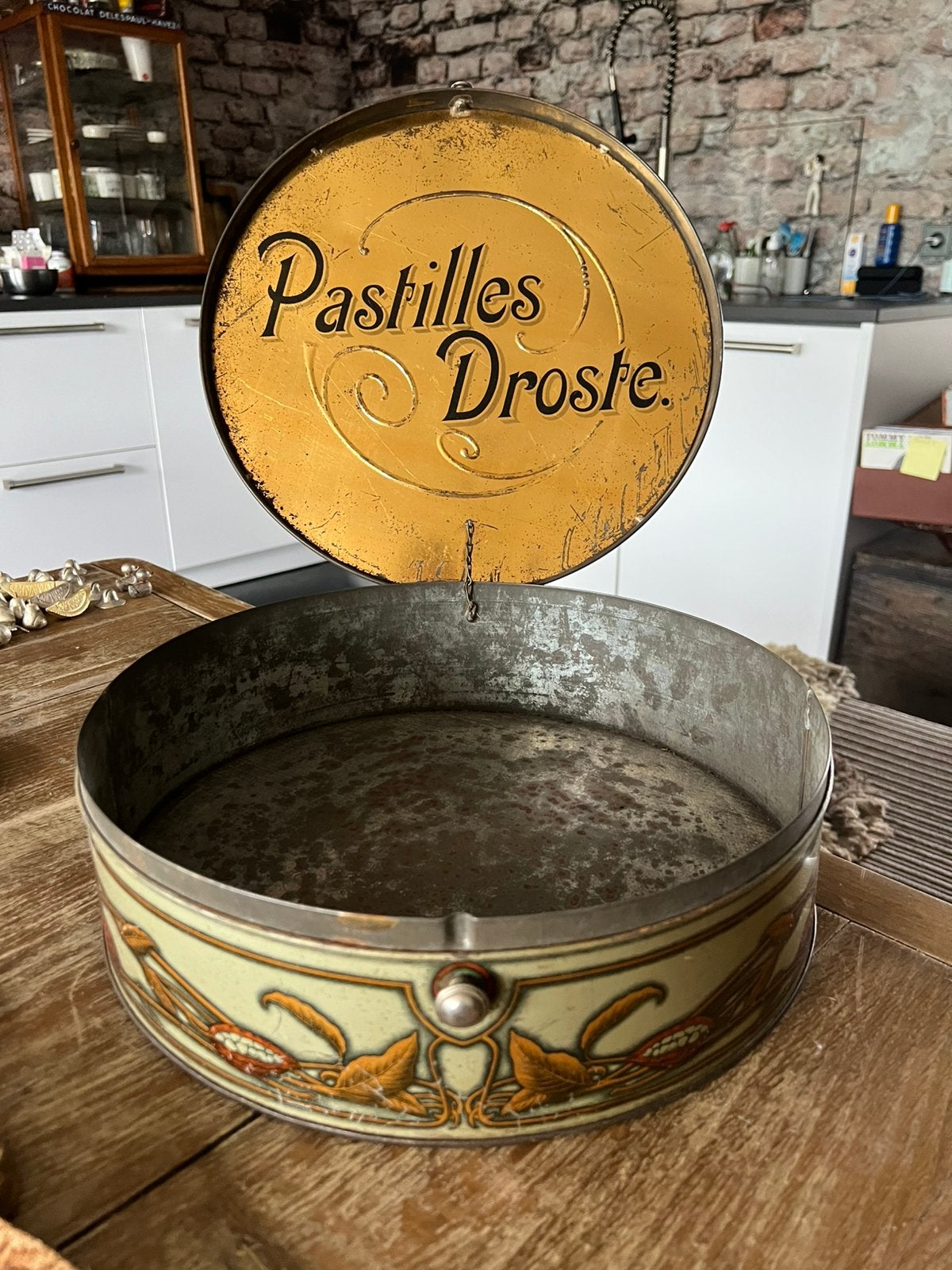 PRACHTIG ANTIEK DROSTE WINKEL BLIK, Verzamelen, Blikken, Ophalen of Verzenden, Gebruikt, Overige, Droste