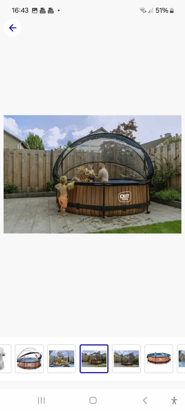 EXIT Toys Zwembad met Koepel - Rond Opzetzwembad, Tuin en Terras, Zwembaden, Gebruikt, 80 tot 120 cm, Rond, 300 cm of meer