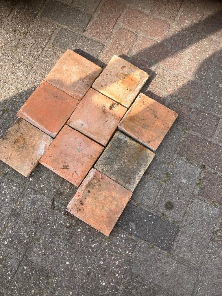 Boerenplavuizen / Estrikken 16x16 cm met doorleefde uitstral, Gebruikt, Keramiek, Minder dan 20 cm, Vloertegels