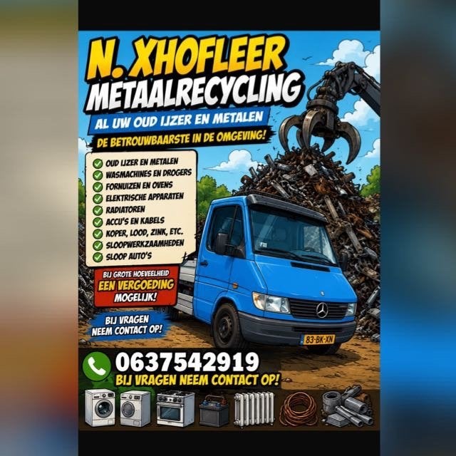 N. Xhofleer Metaalrecycling: Oud ijzer en metalen ophalen, Ophalen of Verzenden
