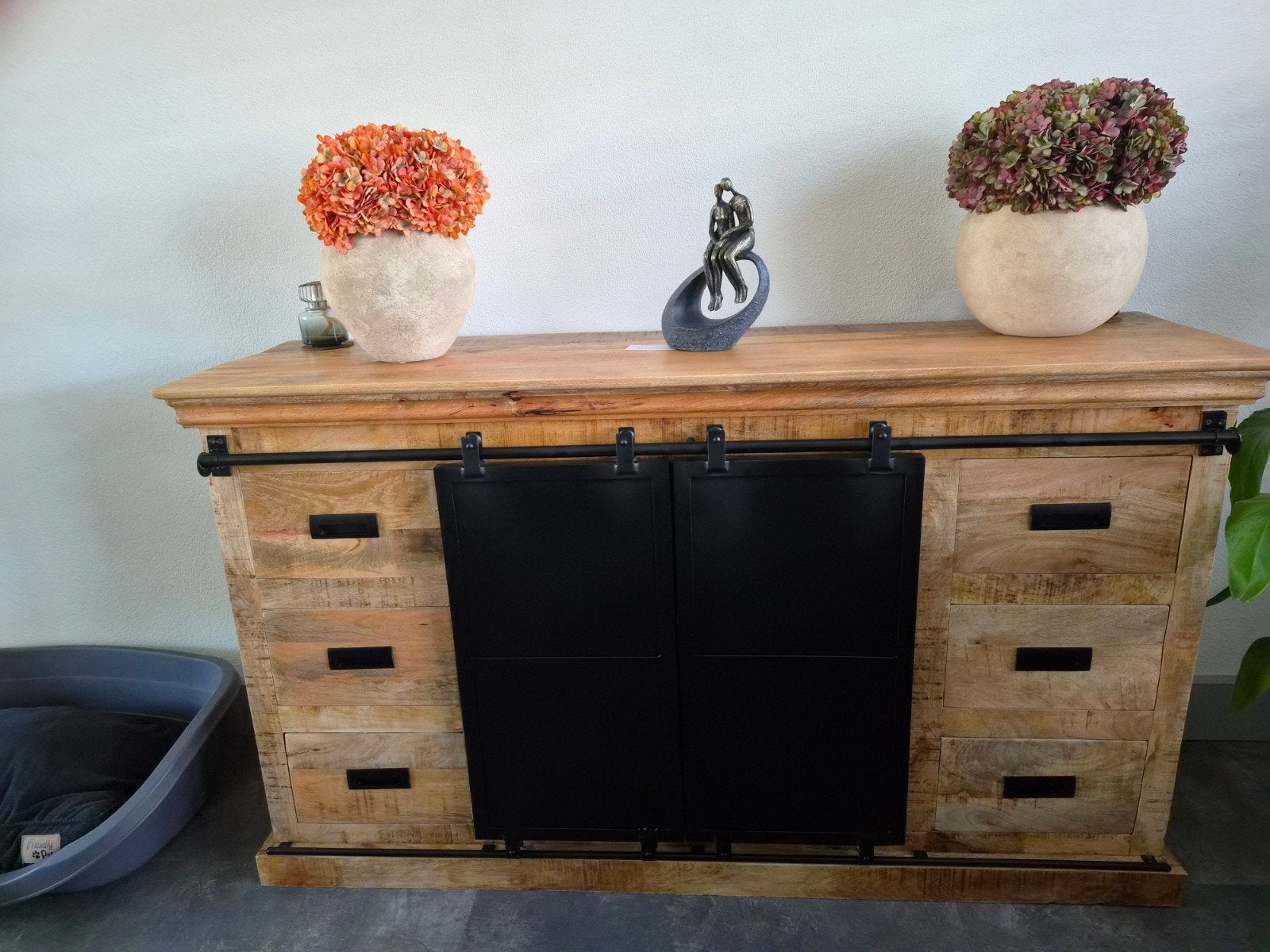 dressoirs + tv dressoirs mango hout +staal, Ophalen, 25 tot 50 cm, 150 tot 200 cm