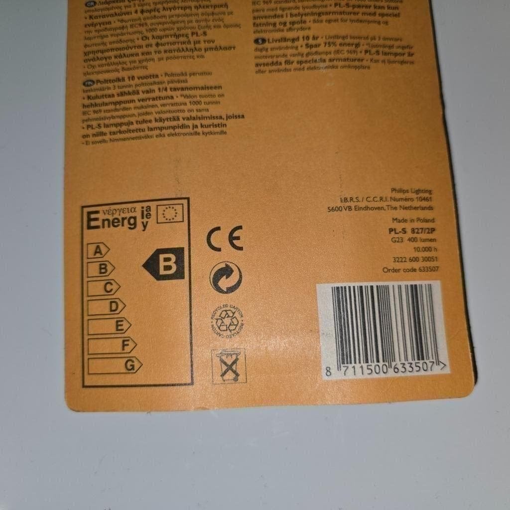 Philips PL-S lampen spaarlamp 7 watt, Ophalen of Verzenden, Nieuw, E27 (groot), Led-lamp