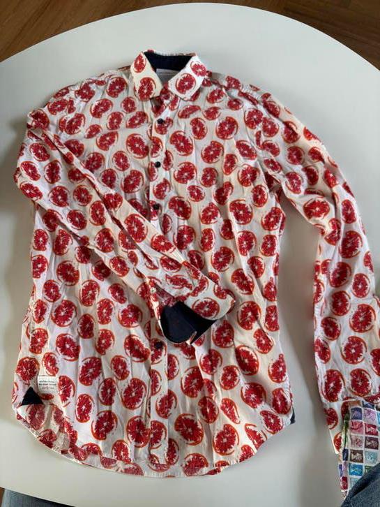 Heren overhemd A Fish Named Fred met sinaasappelprint, Kleding | Heren, Ophalen of Verzenden, Zo goed als nieuw, Overige kleuren