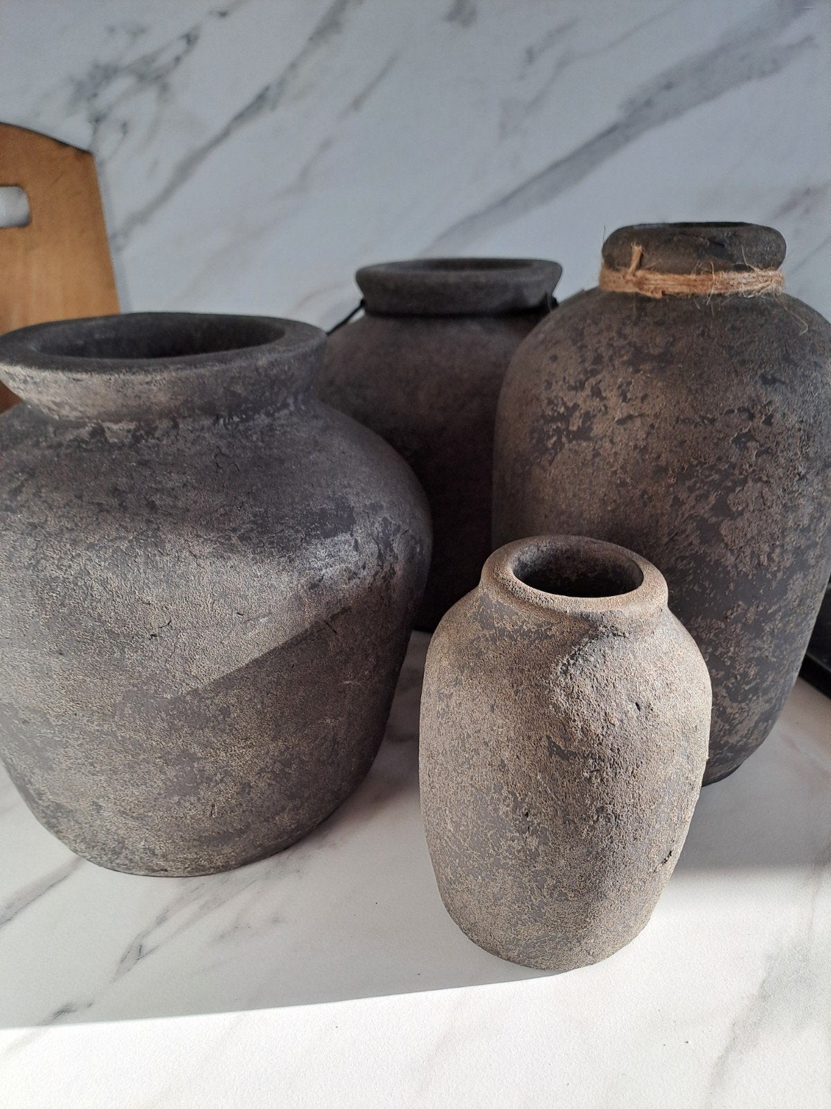 still  vazen  / potten set, Ophalen, Zo goed als nieuw, Met patroon/structuur, Grijs