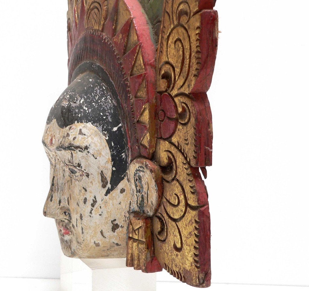 Houten masker MQ1 Bali (Indonesie) beeld decoratie kunst, Ophalen of Verzenden