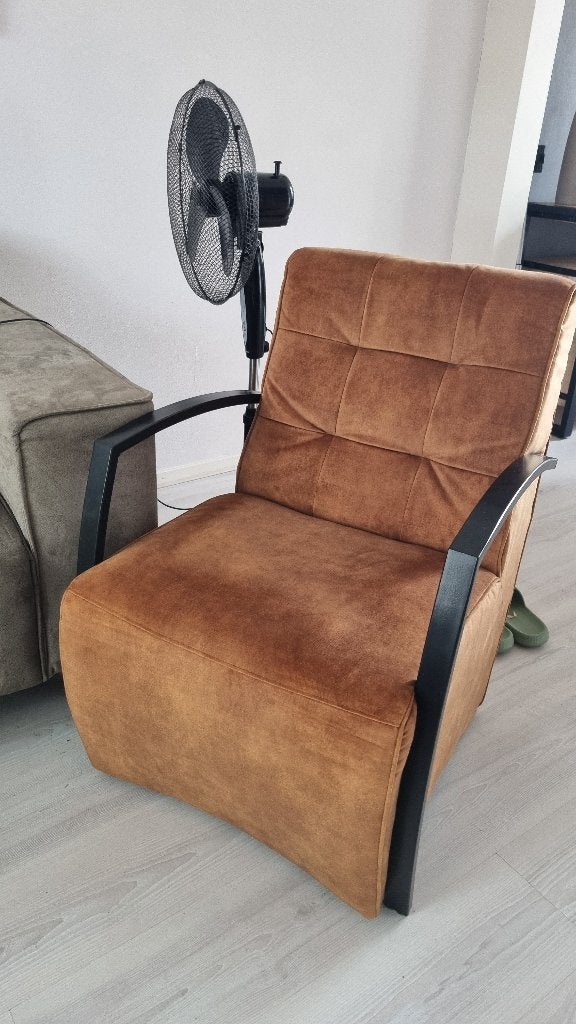 Fauteuil (in zeer goede staat), Huis en Inrichting, Stoelen, Ophalen, Bruin, Zo goed als nieuw, Stof