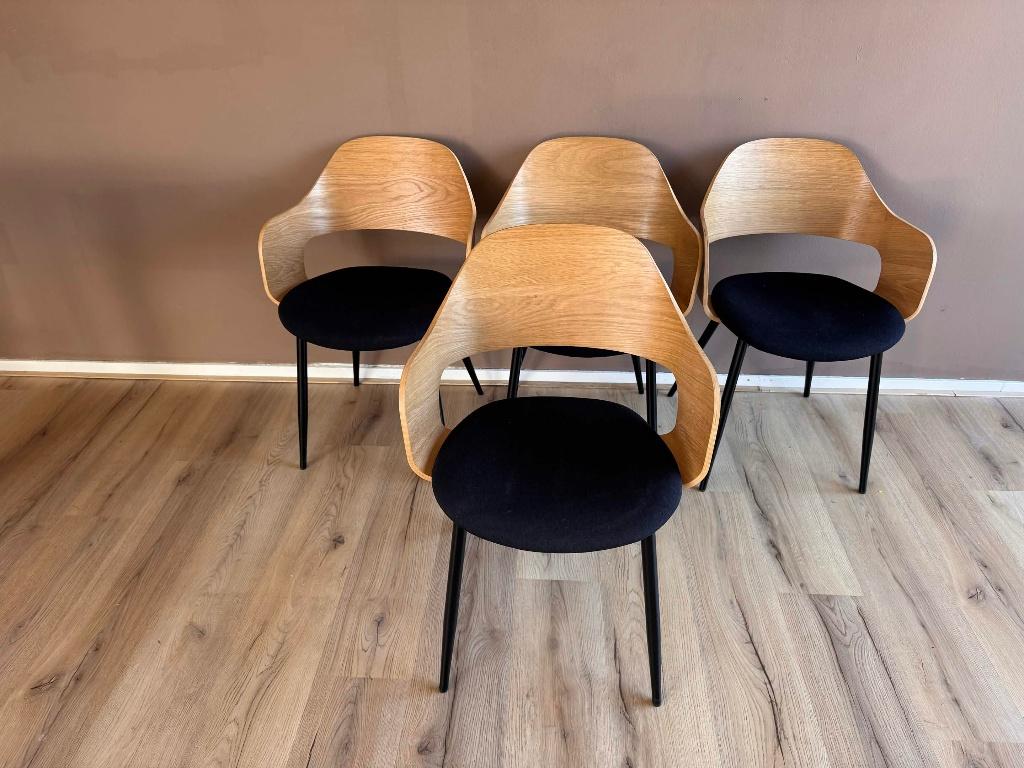 Set van 4 Scandinavische stoelen, Ophalen, Gebruikt, Zwart, Vier