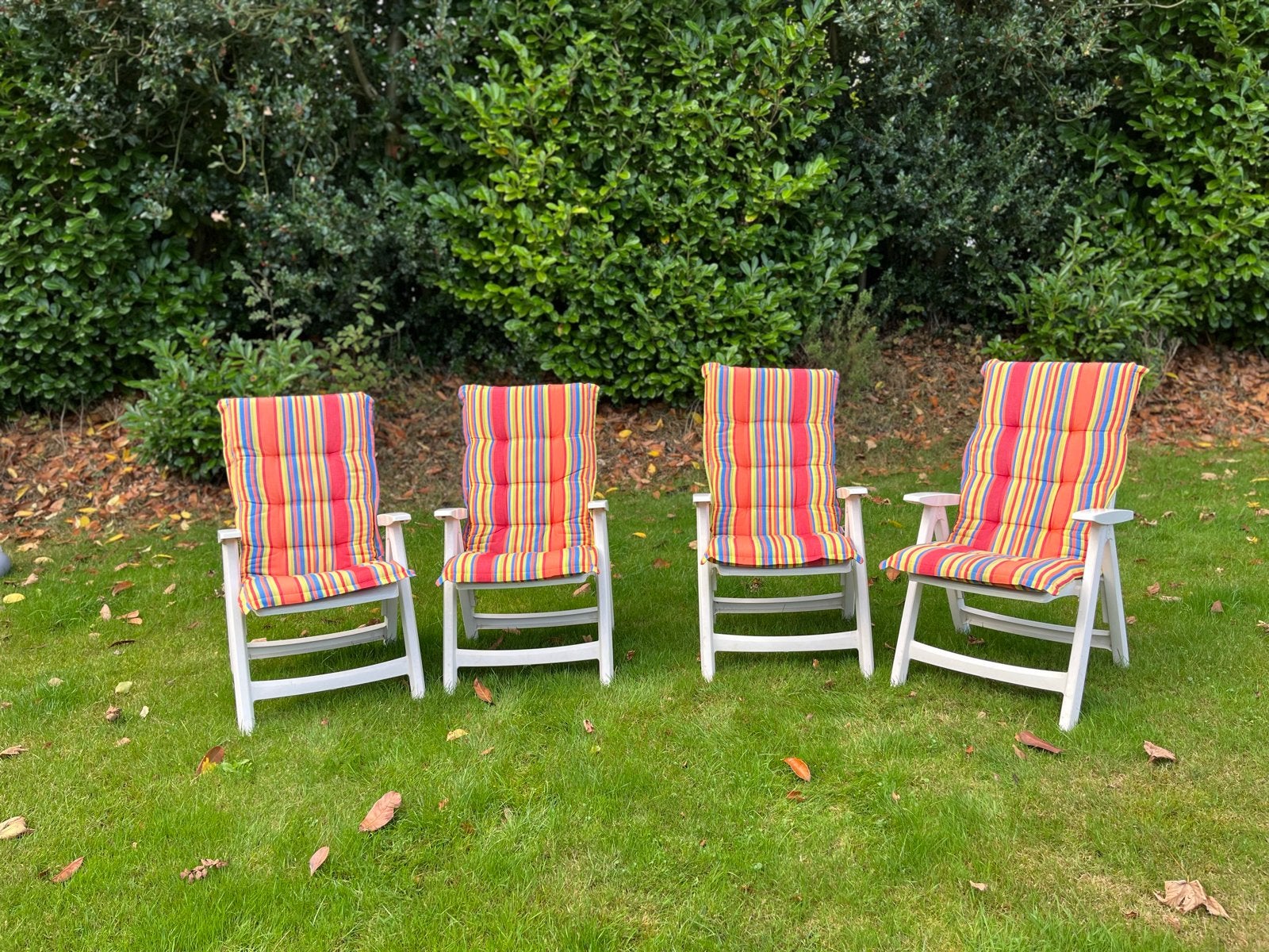 4 Hartman Master Club tuinstoelen met kussens, Ophalen, Gebruikt, Kunststof, Verstelbaar