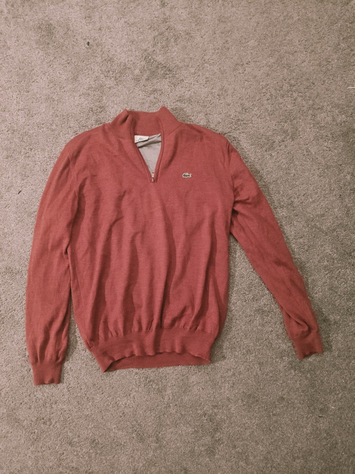 Lacoste Quarter Zip Trui - 100% Wol met Nylon Voering, Lacoste, Overige maten, Ophalen of Verzenden, Gedragen