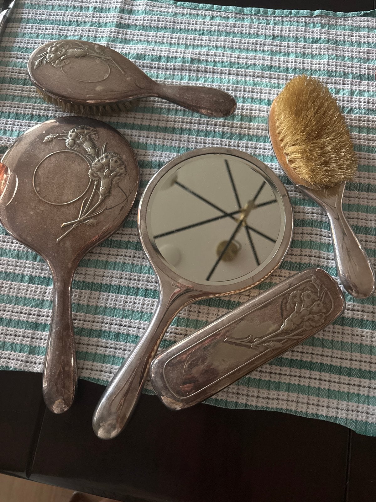 Vintage Gero 90 Verzilverde Kapset - Borstels en Spiegels, Antiek en Kunst, Ophalen