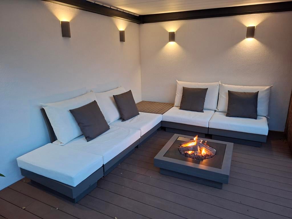 Life loungset+ vuurtafel, Ophalen, 6 zitplaatsen, Aluminium, Zo goed als nieuw