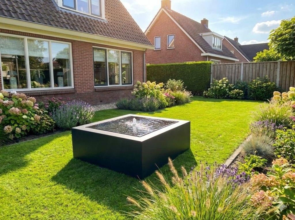 Stijlvolle watertafel van HDPE – 100x100x40cm, Ophalen, Nieuw, Kunststof, Waterornament