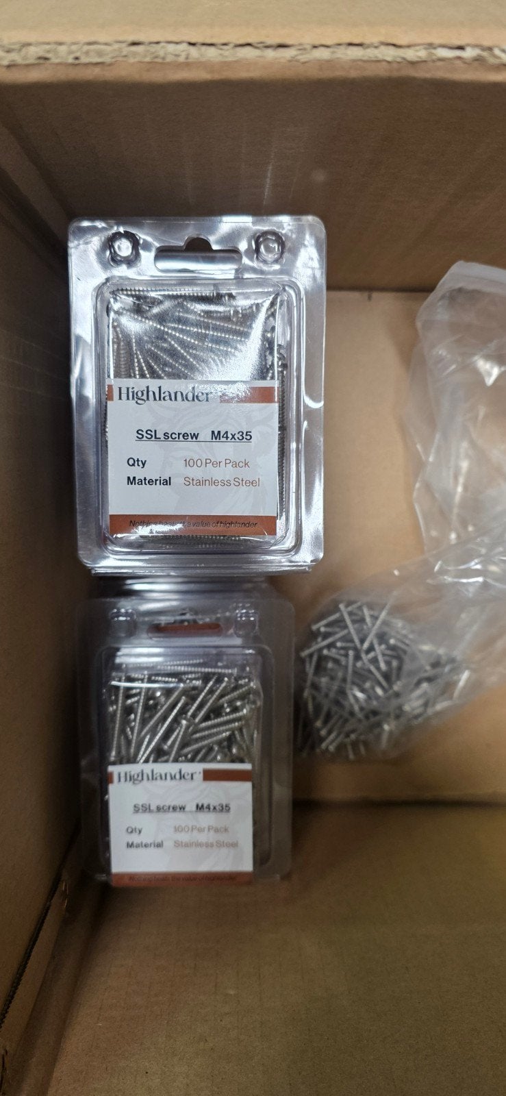 Highlander RVS Schroeven M4x35 - 10x 100 stuks, Schroeven, Nieuw, Ophalen of Verzenden, Minder dan 50 mm
