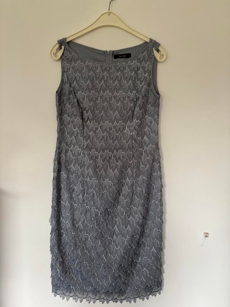 Feestelijke jurk met mouwsjaal maat 36/38, Kleding | Dames, Overige typen, Blauw, Ophalen of Verzenden, Zo goed als nieuw