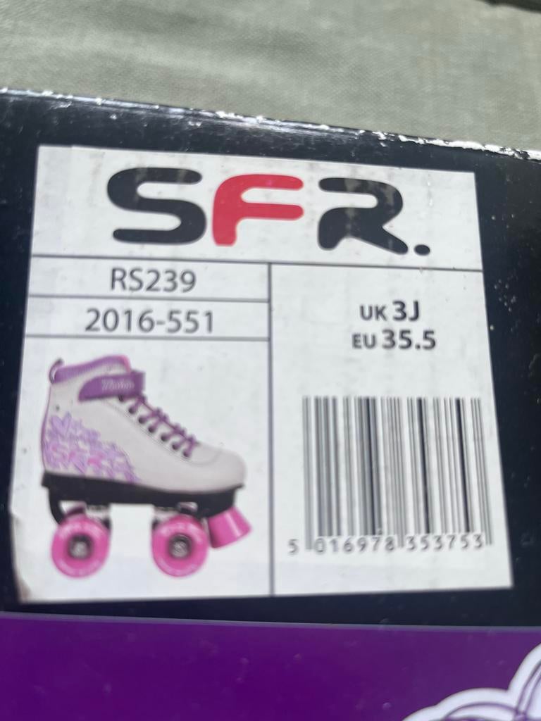 SFR Rolschaatsen Maat 35.5 - Wit/Paars, Ophalen, Gebruikt, Kinderen
