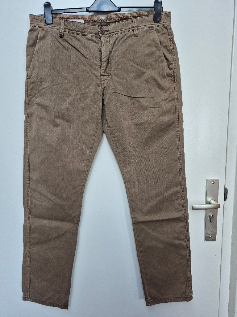 C&A CLOCKHOUSE bruin / groene lange herenbroek W36 L34 heren, Kleding | Heren, Bruin, Maat 56/58 (XL), Gedragen, C&A