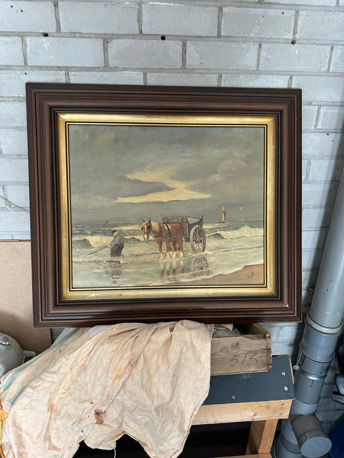 Antiek Schilderij WP, Antiek en Kunst, Kunst | Schilderijen | Klassiek, Ophalen of Verzenden, Klassiek, Maritiem / water