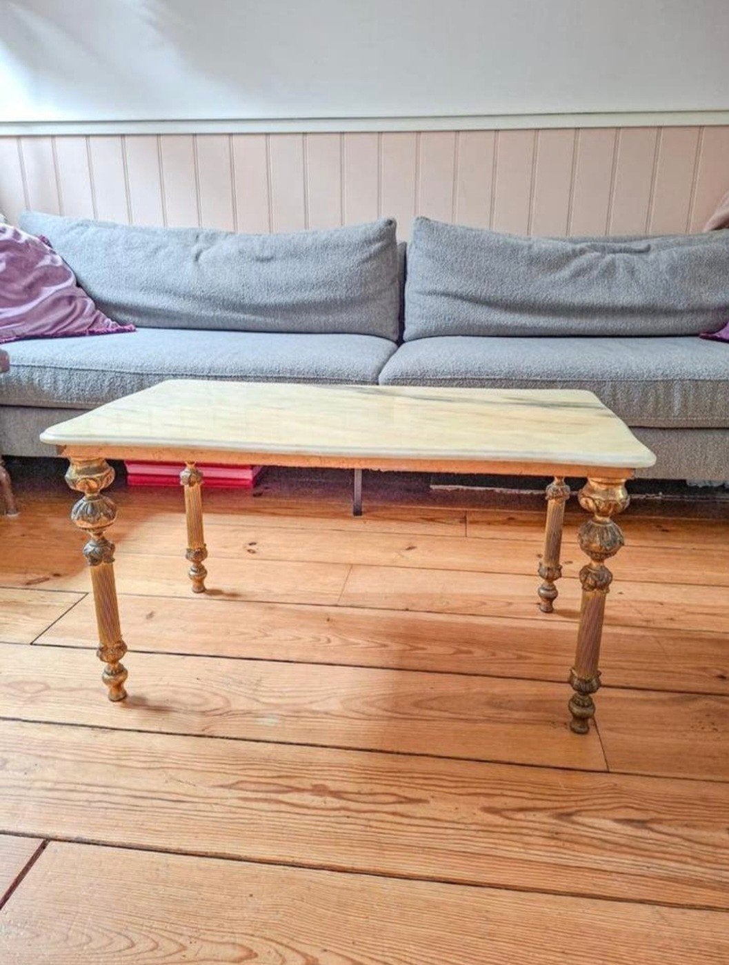 Prachtige salon/bijzettafel messing/koper, marmer., Ophalen