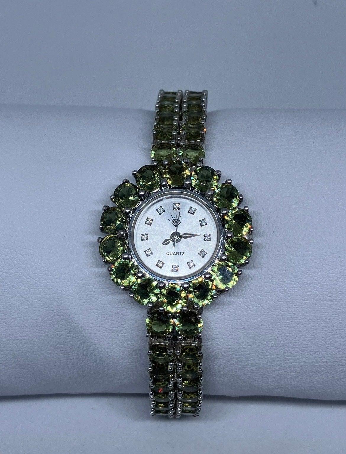 Zilveren Horloge 925 met Lab-Made Zultaniet (kleurveranderen, Gebruikt, Polshorloge, Overige materialen, Ophalen of Verzenden