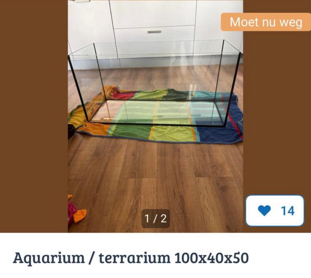 Aquarium/terrarium, Dieren en Toebehoren, Vissen | Aquaria en Toebehoren, Ophalen, Zo goed als nieuw, Leeg aquarium