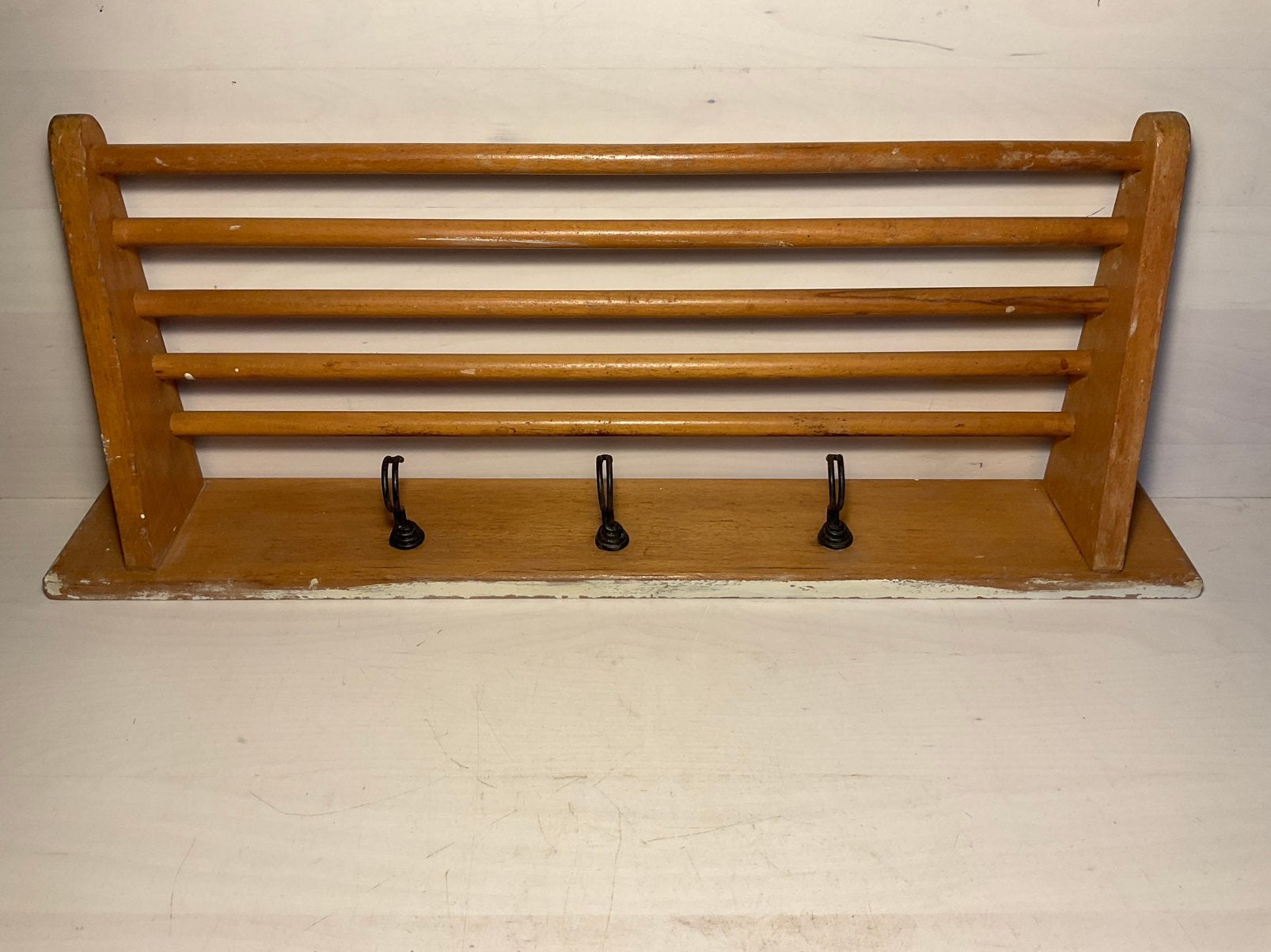 Vintage houten pannenrek, Wandkapstok, Ophalen of Verzenden, Zo goed als nieuw, Minder dan 100 cm