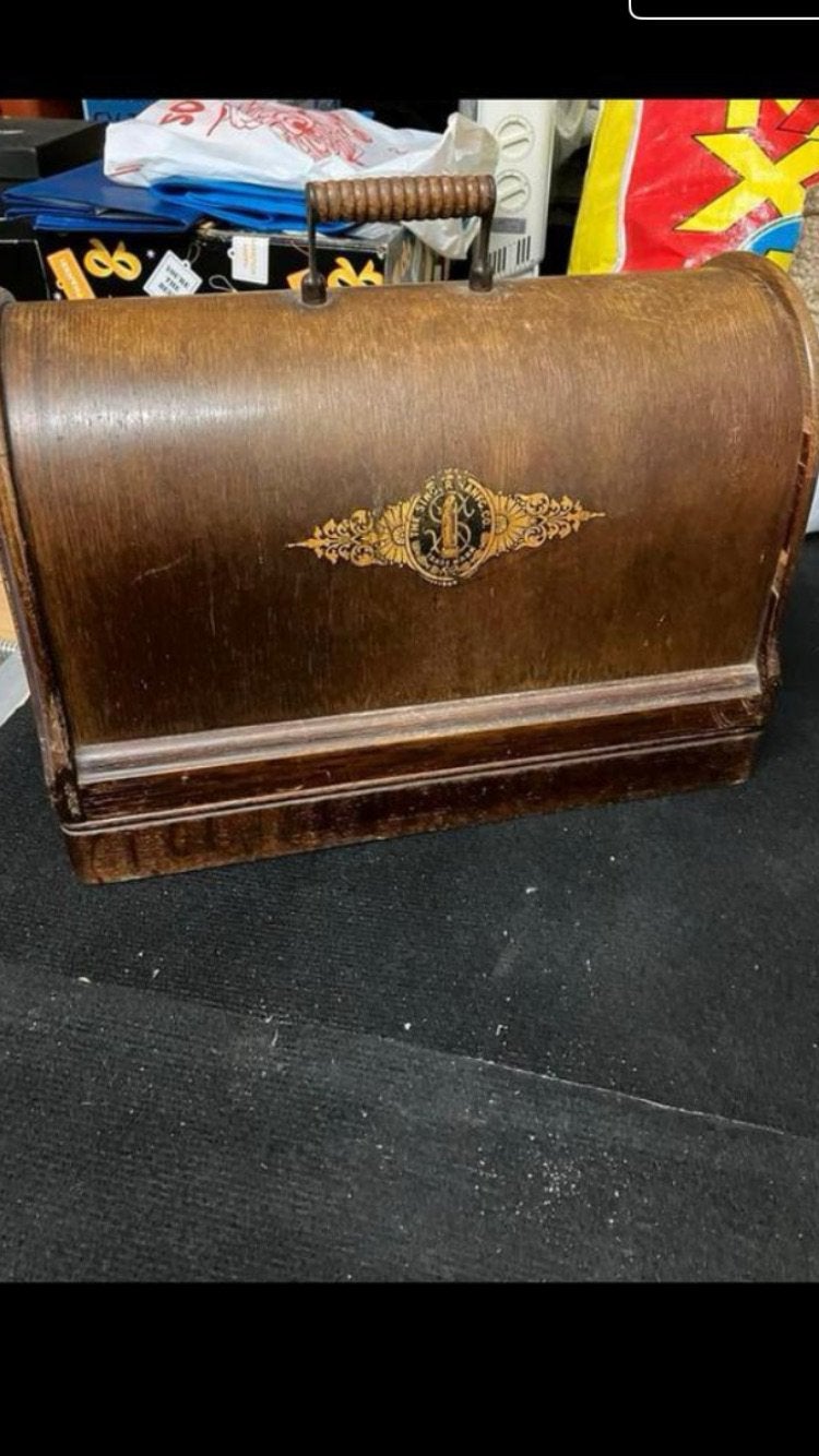 Antieke Singer Naaimachine met Houten Koffer, Ophalen
