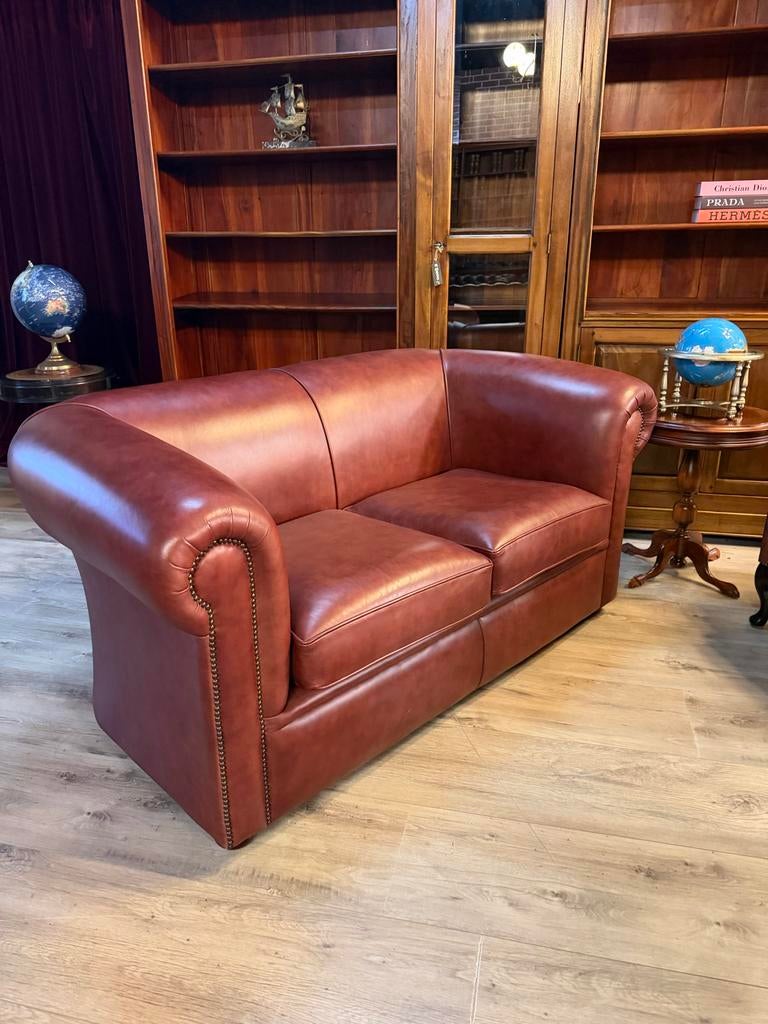 Chesterfield bank - 'Plain' model buckingham, Ophalen, 150 tot 200 cm, Zo goed als nieuw, Rechte bank