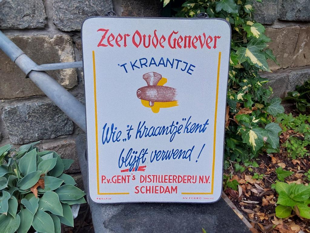 Emaille reclamebord Bord Zeer Oude Genever T Kraantje, Ophalen of Verzenden
