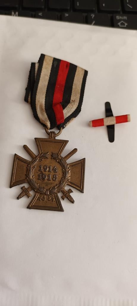 Duitsland WO1 Hindenburgkruis 1914-1918 met lint, Ophalen of Verzenden, Overige soorten, Duitsland, Lintje, Medaille of Wings