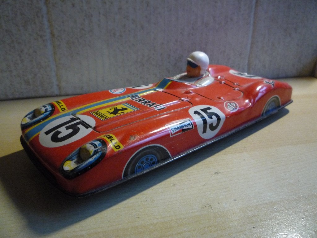 Oude blikken Ferrari Racewagen Yonezawa Toys Japan, Ophalen of Verzenden