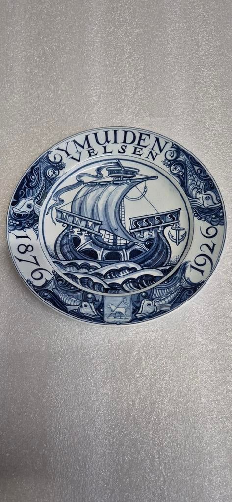 Gedenkbord IJmuiden Velsen 50 jaar Ymuiden/ Velsen, Antiek en Kunst, Ophalen of Verzenden