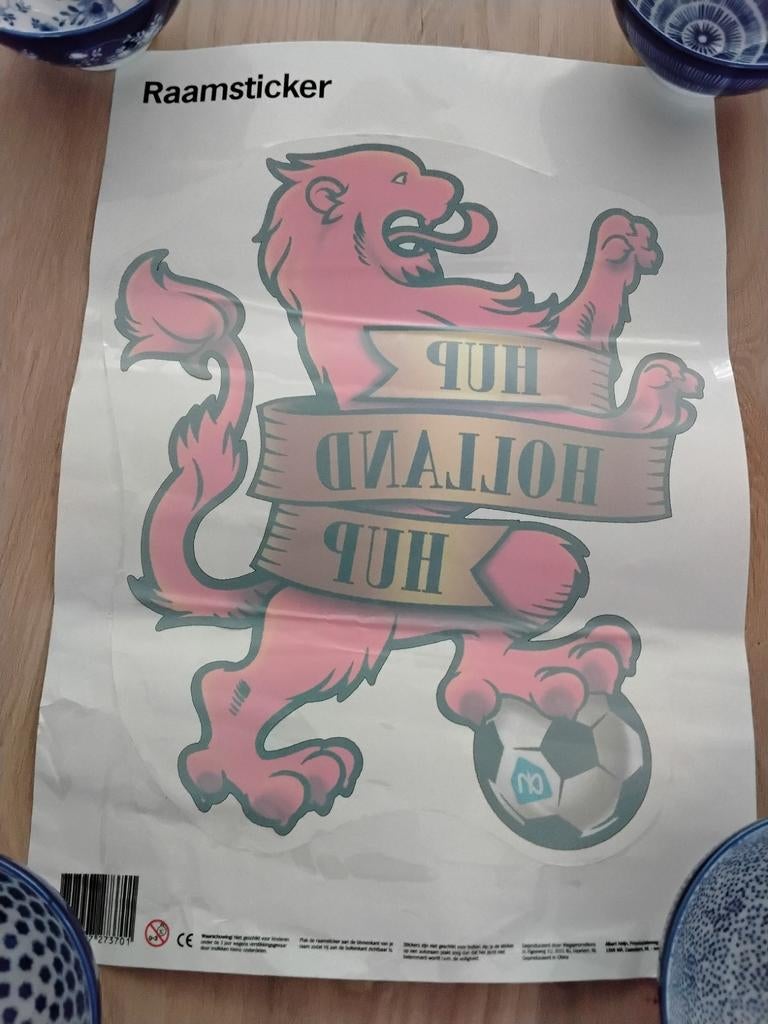 Grote raamsticker, Hup Holland Hup, Verzamelen, Ophalen, Zo goed als nieuw