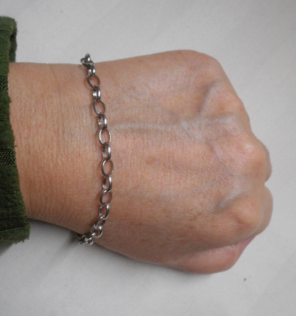 Zilveren ovale jasseron schakel armband nr.506, Verzenden, Zo goed als nieuw, Zilver, Zilver
